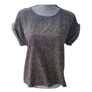 SHEIN Scoopneck Cuff Sleeve Blouse Top Tan Black Women's Size M|6